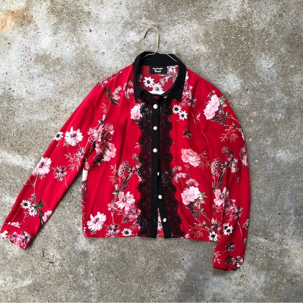 THE KOOPLES Moonlight Collection Moulin Rouge Silk Floral Blouse size 2 designer